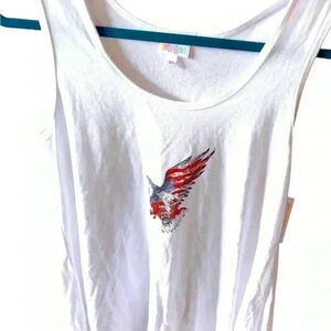 Lularoe XS White Perfect Tank swing style tunic‎ length top. NWT.Eagle print